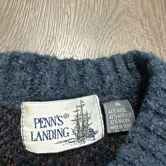 Vintage Penn's Landing Wool Blend Sweater Mens Size XL Geometric Knit Grandpa - Picture 7 of 8